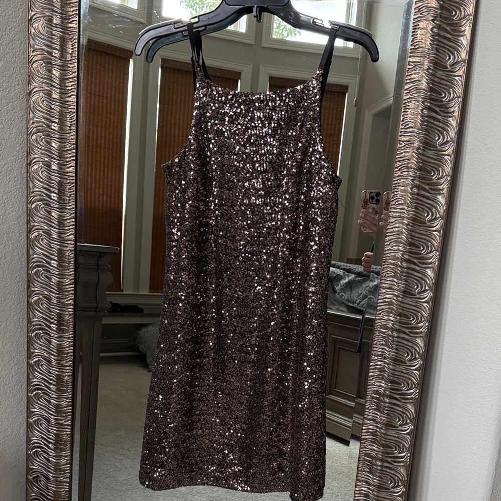 Sequin Sleeveless Dress - Gold